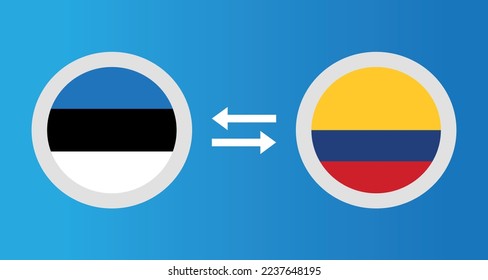 round icons with Estonia and Colombia flag exchange rate concept graphic element Illustration template design
