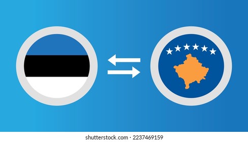 round icons with Estonia and Kosovo flag exchange rate concept graphic element Illustration template design
