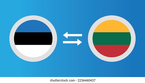 round icons with Estonia and Lithuania flag exchange rate concept graphic element Illustration template design
