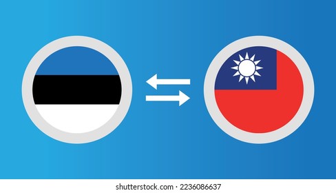 round icons with Estonia nd and Taiwan flag exchange rate concept graphic element Illustration template design
