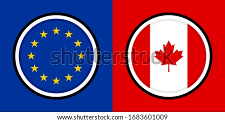 round icons, eu and canada flags