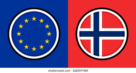 iconos redondos, marcas eu y norway