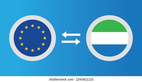 round icons with European Union and Sierra Leone flag exchange rate concept graphic element Illustration template design
