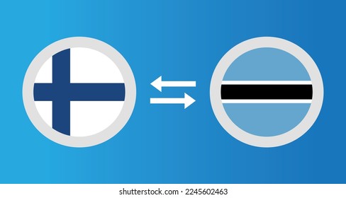 round icons with Finland and Botswana flag exchange rate concept graphic element Illustration template design

