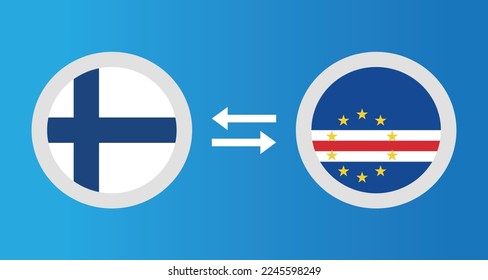 round icons with Finland and Cape Verde flag exchange rate concept graphic element Illustration template design
