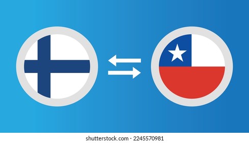 round icons with Finland and Chile flag exchange rate concept graphic element Illustration template design
