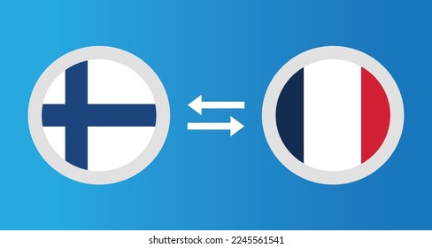 round icons with Finland and France flag exchange rate concept graphic element Illustration template design
