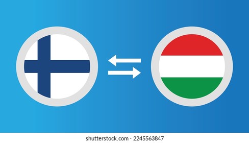 round icons with Finland and Hungary flag exchange rate concept graphic element Illustration template design
