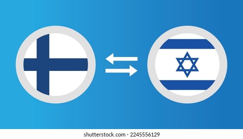 round icons with Finland and Israel flag exchange rate concept graphic element Illustration template design

