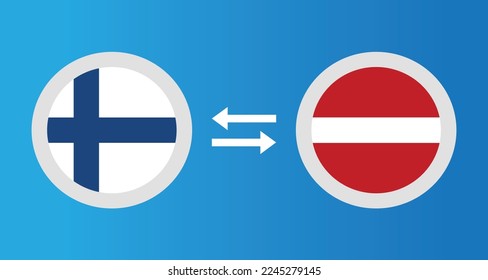 round icons with Finland and Latvia flag exchange rate concept graphic element Illustration template design
