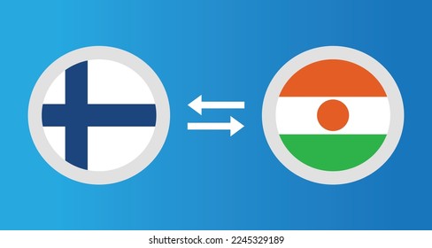 round icons with Finland and Niger flag exchange rate concept graphic element Illustration template design
