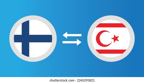 round icons with Finland and Northern Cyprus flag exchange rate concept graphic element Illustration template design
