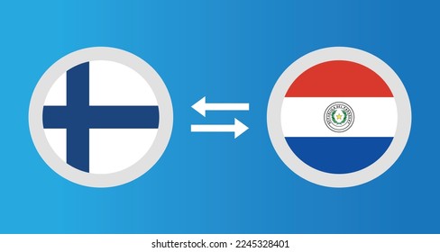 round icons with Finland and Paraguay flag exchange rate concept graphic element Illustration template design
