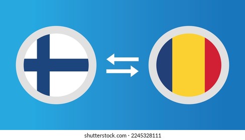 round icons with Finland and Romania flag exchange rate concept graphic element Illustration template design
