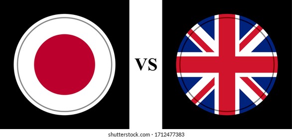 round icons flags, japan vs united kingdom