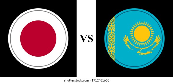 iconos redondos banderas, Japón vs Kazajistán
