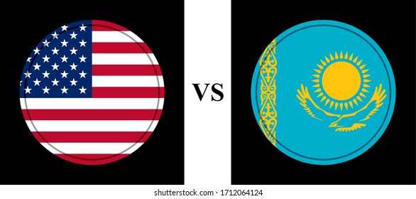 round icons flags, usa vs kazakhstan