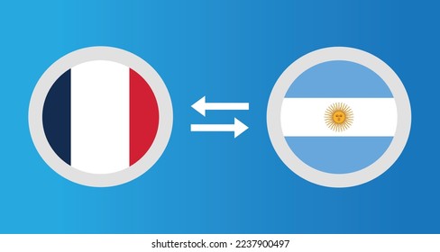 round icons with France and Argentina flag exchange rate concept graphic element Illustration template design
