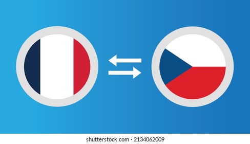 round icons with France and Czech Republic flag exchange rate concept graphic element Illustration template design
