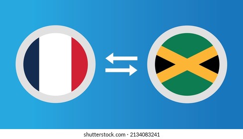 round icons with France and Jamaica flag exchange rate concept graphic element Illustration template design
