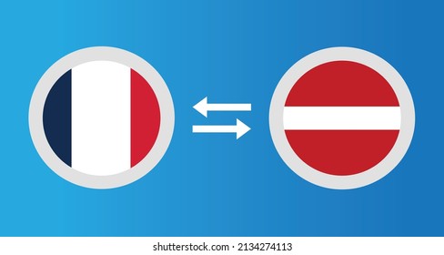 round icons with France and Latvia flag exchange rate concept graphic element Illustration template design
