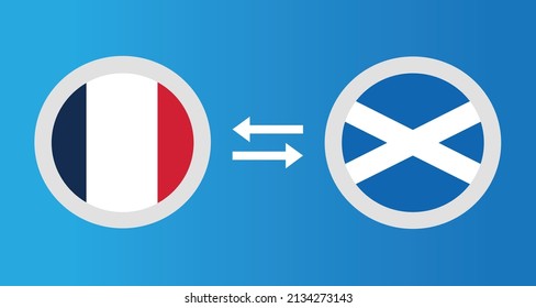 round icons with France and Scotland flag exchange rate concept graphic element Illustration template design
