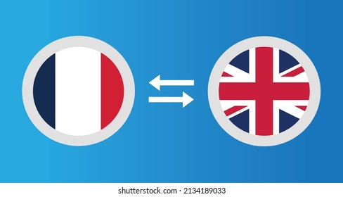 round icons with France and United Kingdom flag exchange rate concept graphic element Illustration template design
