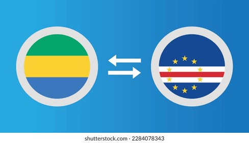 round icons with Gabon and Cape Verde flag exchange rate concept graphic element Illustration template design
