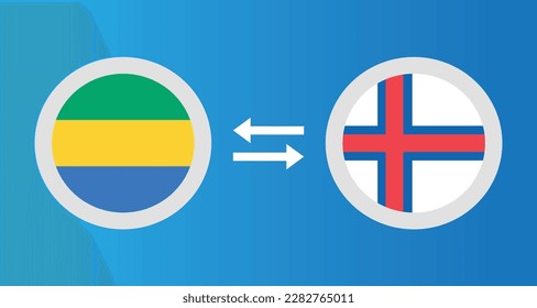 round icons with Gabon and Faroe Islands flag exchange rate concept graphic element Illustration template design
