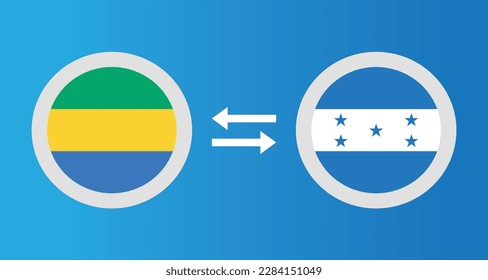 round icons with Gabon and Honduras flag exchange rate concept graphic element Illustration template design
