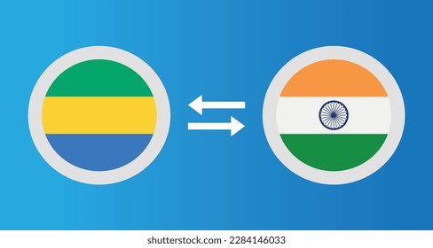 round icons with Gabon and India flag exchange rate concept graphic element Illustration template design
