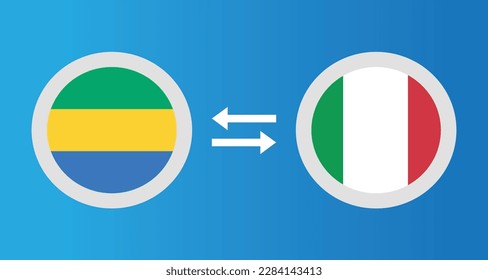 round icons with Gabon and Italy flag exchange rate concept graphic element Illustration template design
