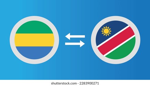 round icons with Gabon and Namibia flag exchange rate concept graphic element Illustration template design
