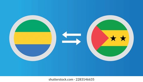 round icons with Gabon and Sao Tome and Principe flag exchange rate concept graphic element Illustration template design
