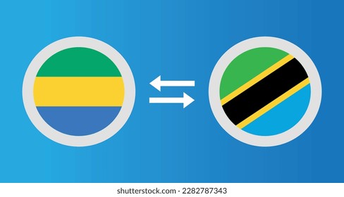 round icons with Gabon and Tanzania flag exchange rate concept graphic element Illustration template design
