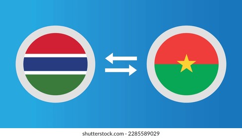 Rundsymbole mit Gambia und Burkina Faso Flaggen-Wechselkurs-Konzept Grafikelement Illustration Vorlage Design
