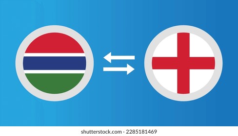 round icons with Gambia and England flag exchange rate concept graphic element Illustration template design
