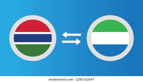 round icons with Gambia and Sierra Leone flag exchange rate concept graphic element Illustration template design

