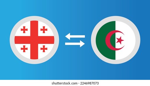 round icons with Georgia and Algeria flag exchange rate concept graphic element Illustration template design
