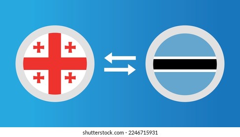 round icons with Georgia and Botswana flag exchange rate concept graphic element Illustration template design
