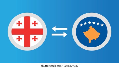 round icons with Georgia and Kosovo flag exchange rate concept graphic element Illustration template design
