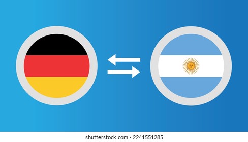 round icons with Germany and Argentina flag exchange rate concept graphic element Illustration template design
