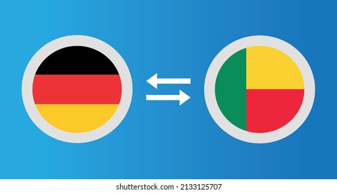 round icons with Germany and Benin flag exchange rate concept graphic element Illustration template design
