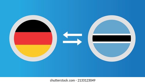 round icons with Germany and Botswana flag exchange rate concept graphic element Illustration template design
