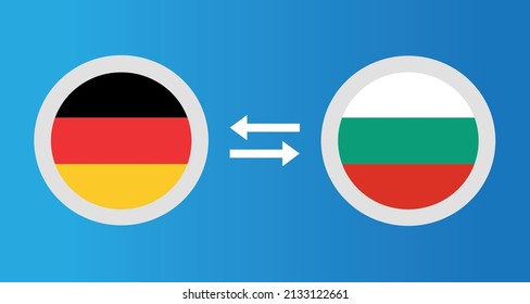 round icons with Germany and Bulgaria flag exchange rate concept graphic element Illustration template design
