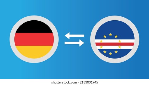 round icons with Germany and Cape Verde flag exchange rate concept graphic element Illustration template design
