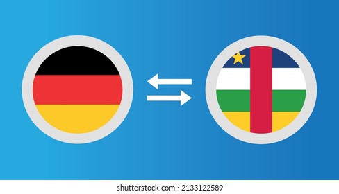 round icons with Germany and Central African Republic flag exchange rate concept graphic element Illustration template design
