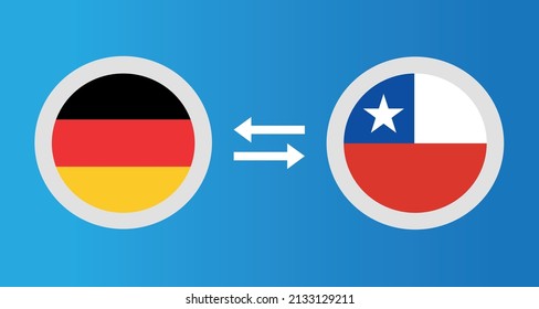 round icons with Germany and Chile flag exchange rate concept graphic element Illustration template design
