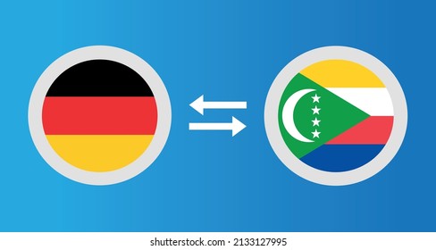 round icons with Germany and Comoros flag exchange rate concept graphic element Illustration template design
