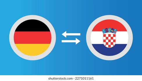 round icons with Germany and Croatia flag exchange rate concept graphic element Illustration template design
